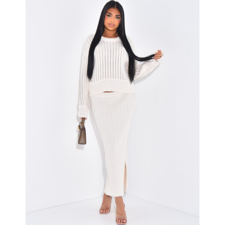 Ensemble aus Rock und Pullover aus Wolle