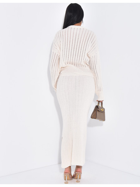 Ensemble aus Rock und Pullover aus Wolle