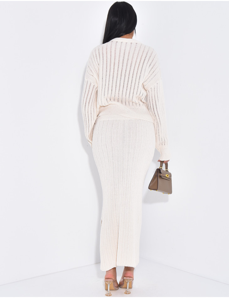 Ensemble aus Rock und Pullover aus Wolle