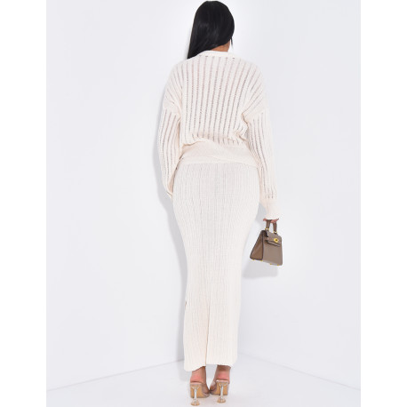 Ensemble aus Rock und Pullover aus Wolle