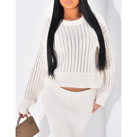 Ensemble aus Rock und Pullover aus Wolle