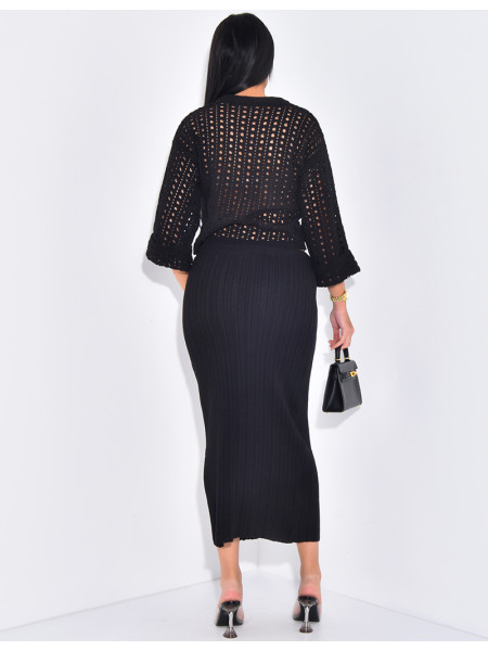 Ensemble aus Rock und Pullover aus Wolle