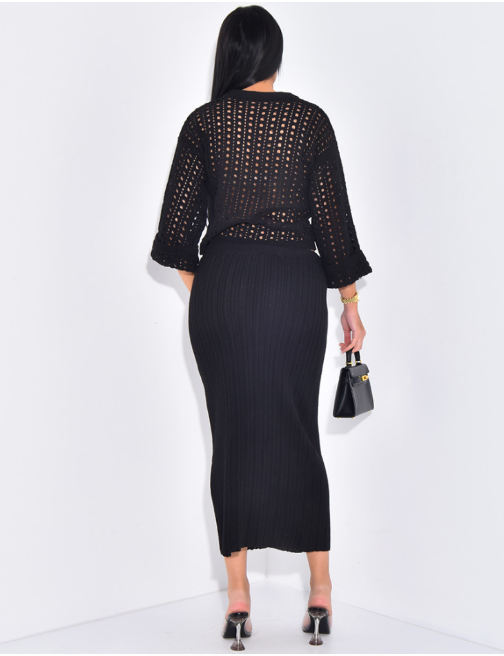 Ensemble aus Rock und Pullover aus Wolle