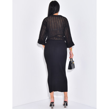 Ensemble aus Rock und Pullover aus Wolle