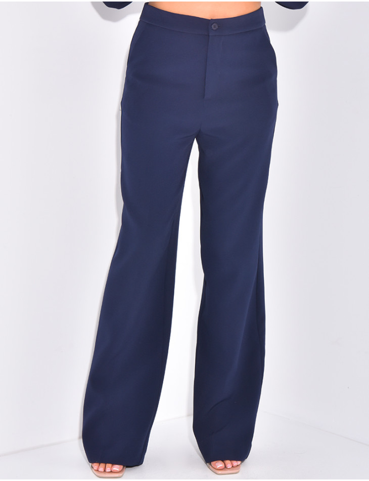 Pantalon de tailleur taille haute coupe droite