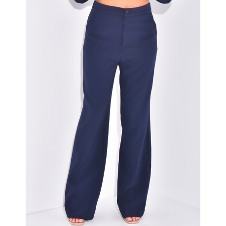 Pantalon de tailleur taille haute coupe droite