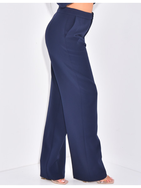 Pantalon de tailleur taille haute coupe droite