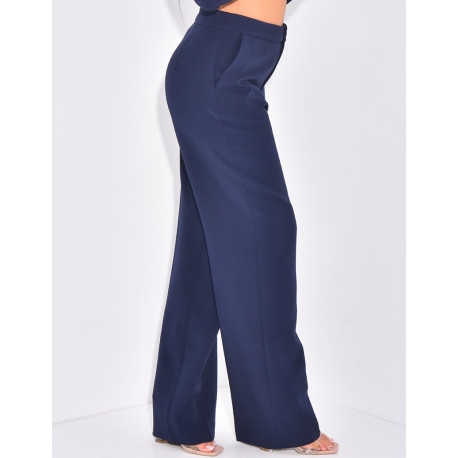 Pantalon de tailleur taille haute coupe droite