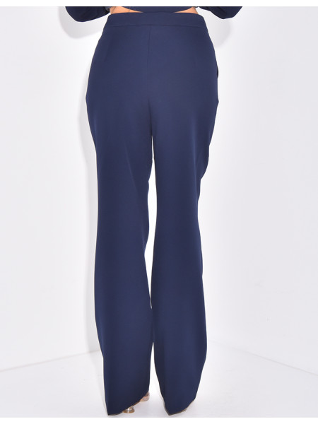 Pantalon de tailleur taille haute coupe droite