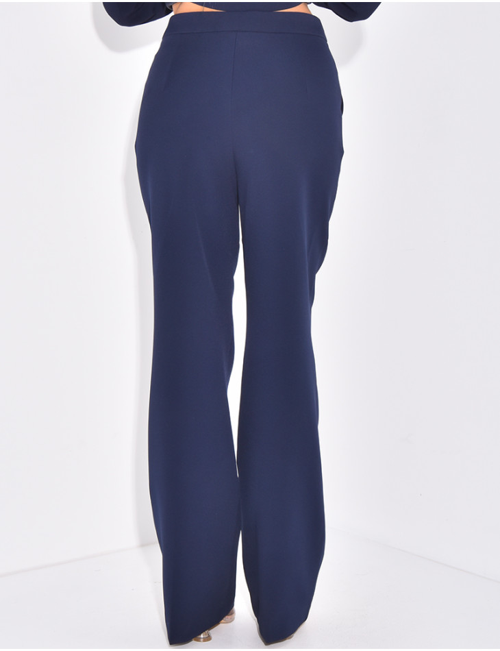 Pantalon de tailleur taille haute coupe droite