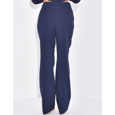 Pantalon de tailleur taille haute coupe droite