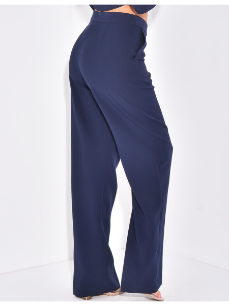 Pantalon de tailleur taille haute coupe droite