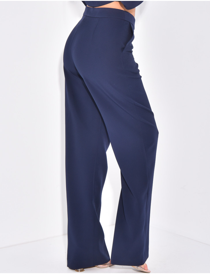 Pantalon de tailleur taille haute coupe droite