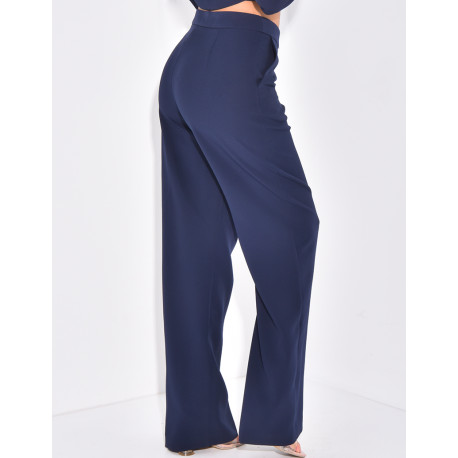 Pantalon de tailleur taille haute coupe droite