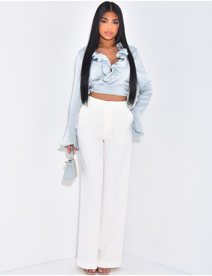 Straight cut high waisted trousers