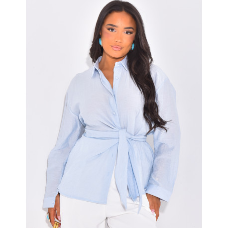 Linen effect shirt to tie at the waist