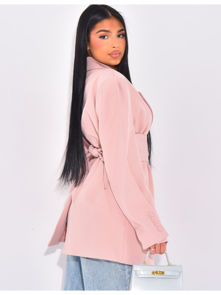 Oversize-Blazer mit breitem Taillengürtel