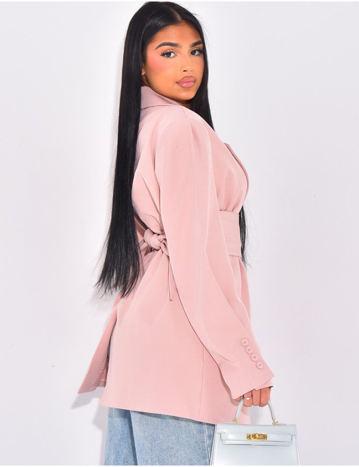 Oversize-Blazer mit breitem Taillengürtel