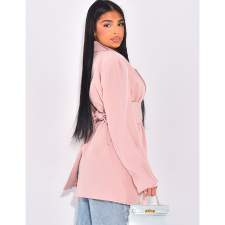 Oversize-Blazer mit breitem Taillengürtel