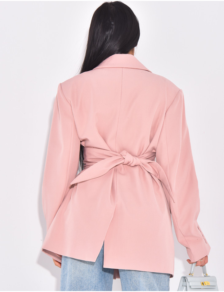 Oversize-Blazer mit breitem Taillengürtel