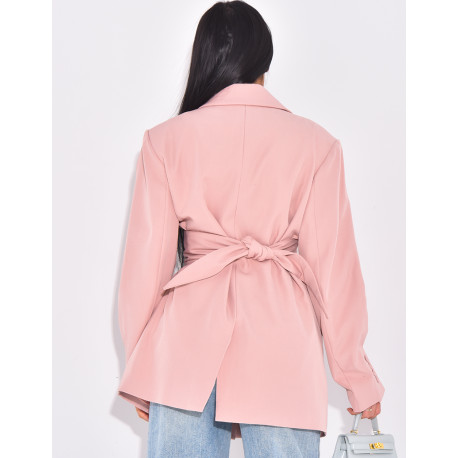 Oversize-Blazer mit breitem Taillengürtel