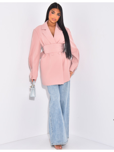 Oversize-Blazer mit breitem Taillengürtel