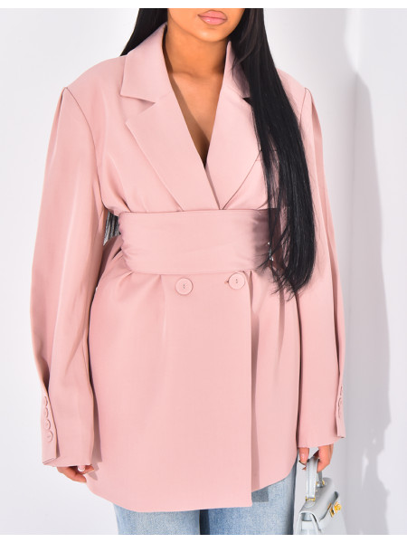 Oversize-Blazer mit breitem Taillengürtel