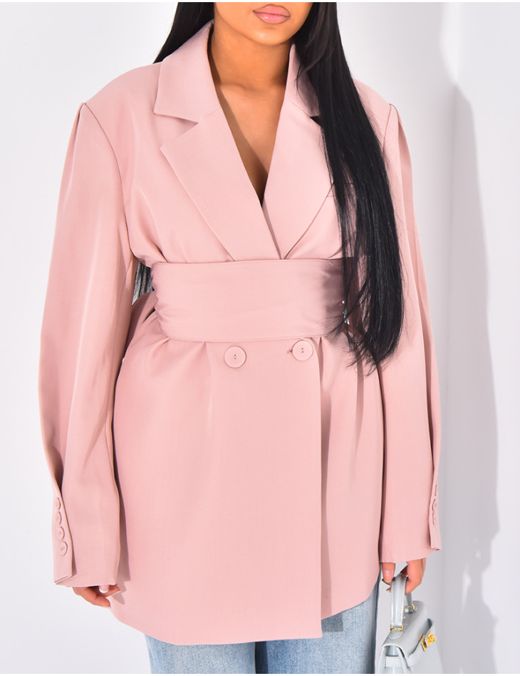Oversize-Blazer mit breitem Taillengürtel