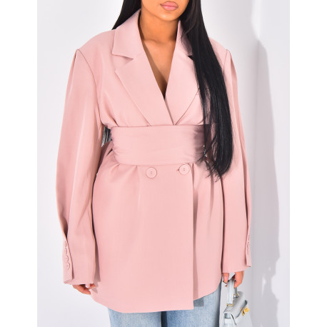 Oversize-Blazer mit breitem Taillengürtel