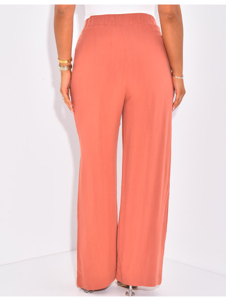 Straight-leg, high-waisted linen trousers
