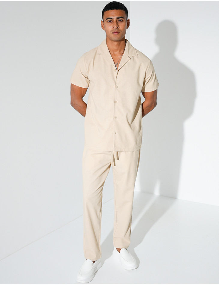 Ensemble pantalon et chemise effet chiné