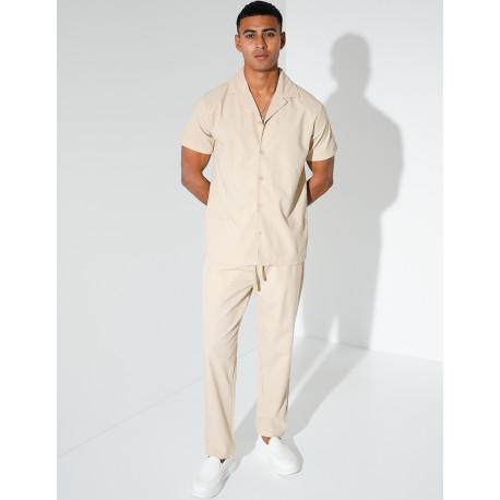 Ensemble pantalon et chemise effet chiné