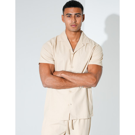 Ensemble pantalon et chemise effet chiné