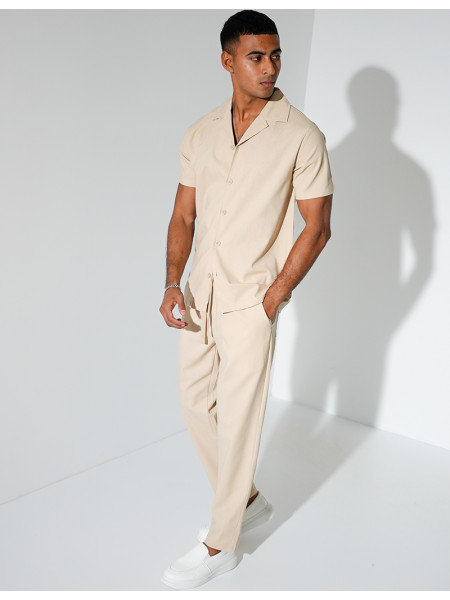 Ensemble pantalon et chemise effet chiné