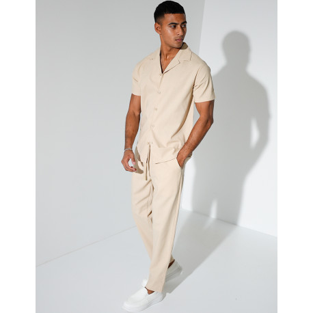 Ensemble pantalon et chemise effet chiné