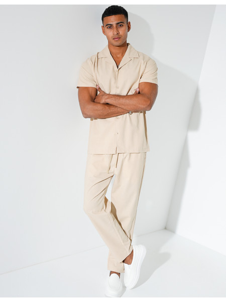 Ensemble pantalon et chemise effet chiné