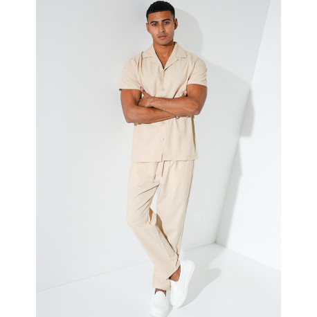 Ensemble pantalon et chemise effet chiné