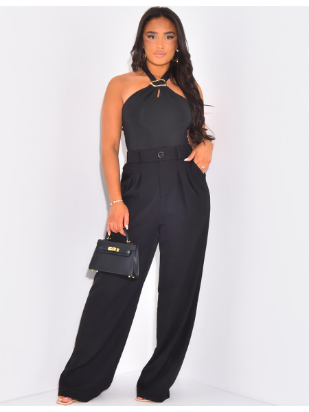 Pantalon de tailleur à pinces coupe large