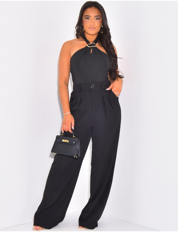 Pantalon de tailleur à pinces coupe large