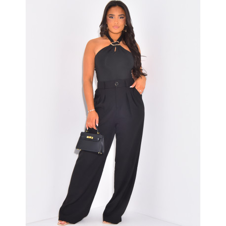 Pantalon de tailleur à pinces coupe large