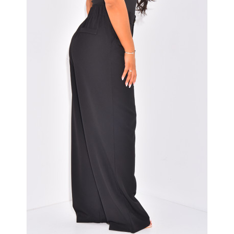 Pantalon de tailleur à pinces coupe large