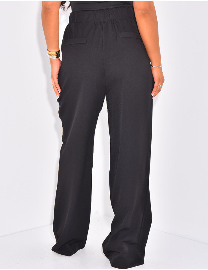 Pantalon de tailleur à pinces coupe large