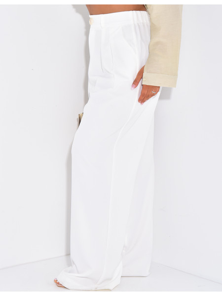 Pantalon de tailleur à pinces coupe large