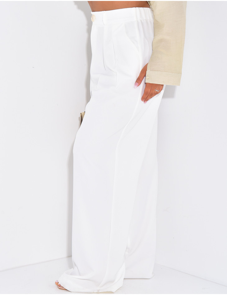 Pantalon de tailleur à pinces coupe large