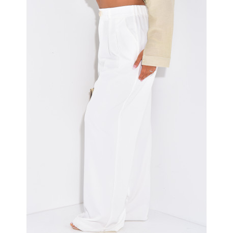 Pantalon de tailleur à pinces coupe large