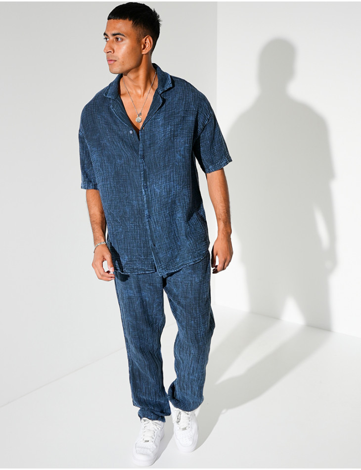 Ensemble en coton pantalon et chemise manches courtes