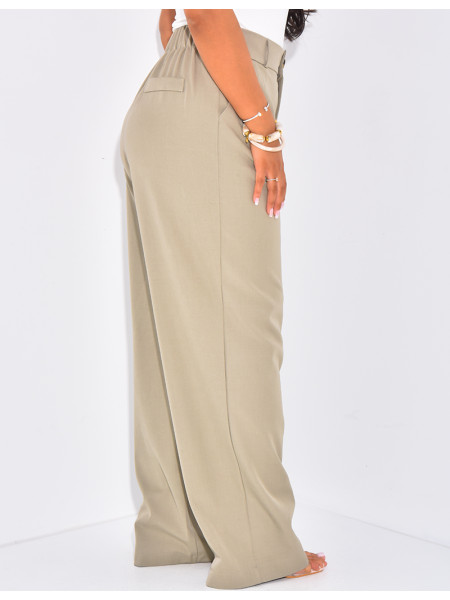 Pantalon de tailleur à pinces coupe large