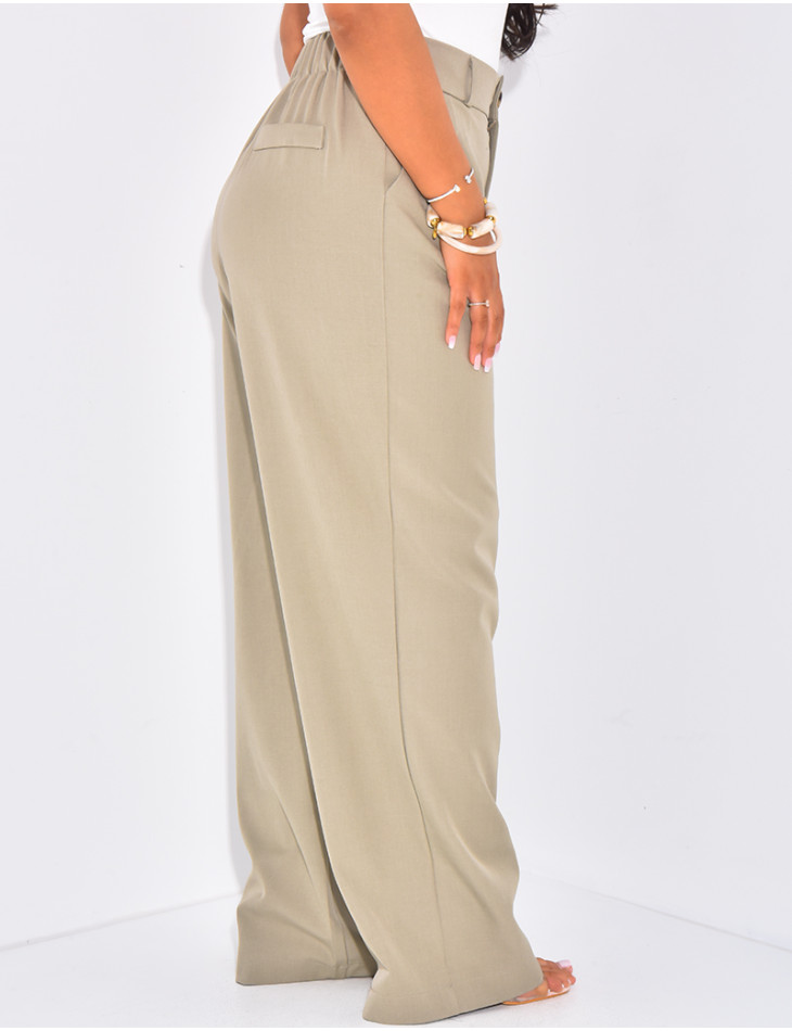 Pantalon de tailleur à pinces coupe large