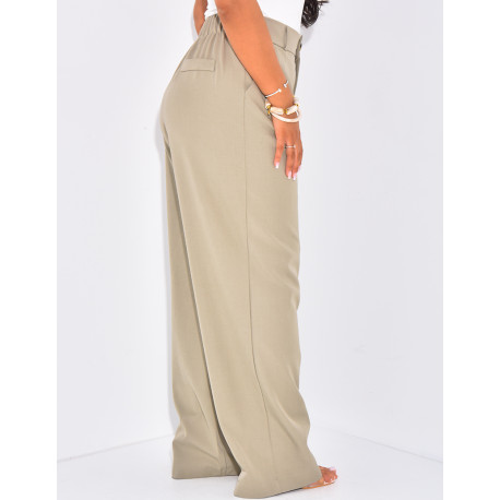 Pantalon de tailleur à pinces coupe large