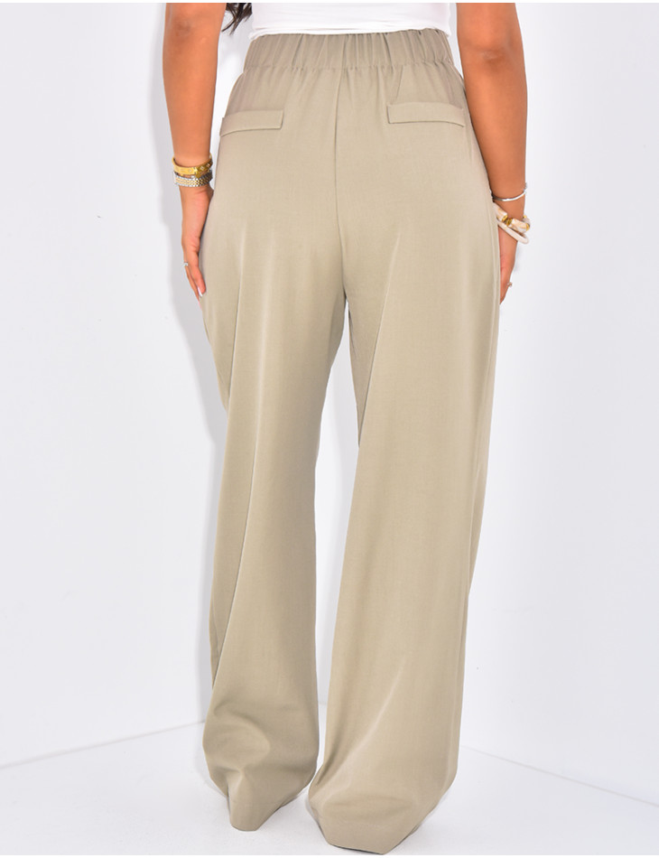 Pantalon de tailleur à pinces coupe large